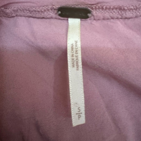 Free People Lace Sleeve Waffle Knit Top Pink Button Neck Embroidered Boho Small - Picture 3 of 5